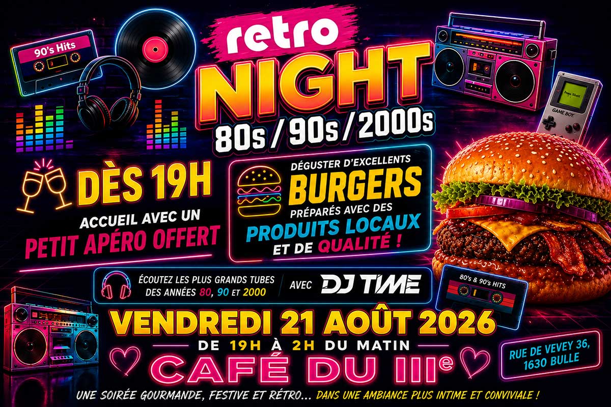 Retro Night & Burgers à Bulle