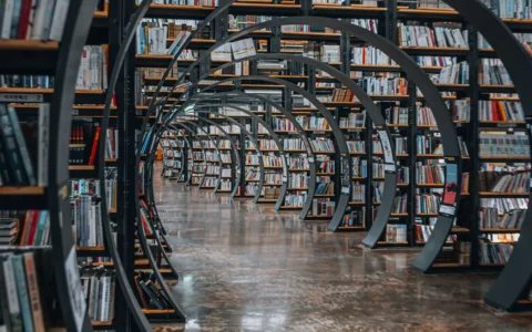 Rayonnages d’une bibliothèque pour préparer une visite à Bulle