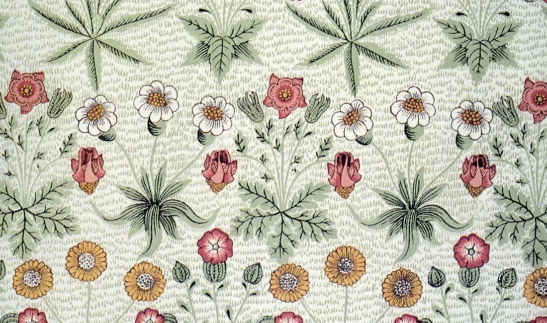 Motif floral du papier peint Daisy dessiné par William Morris en 1864